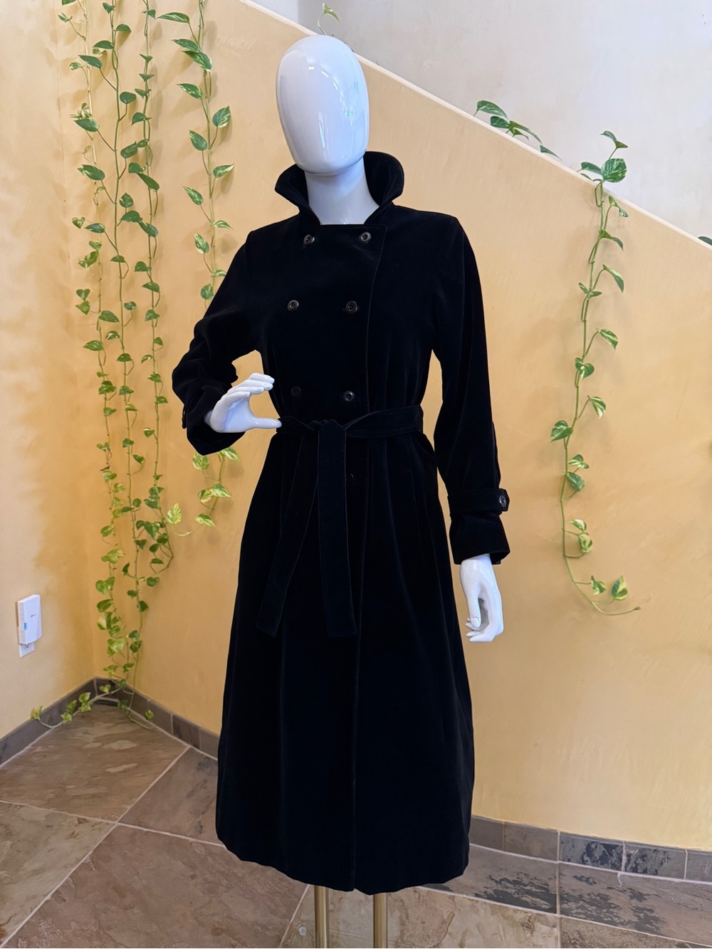 Vintage Talbots Black Velvet Trench Coat